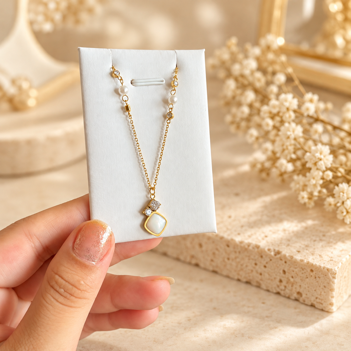 Collier Céleste – Nacre Carrée