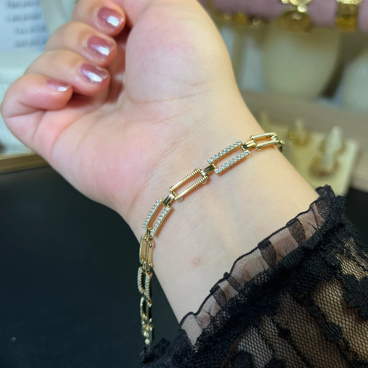 Gourmette Duo Éclat Dorée – OMAYRA Jewelry