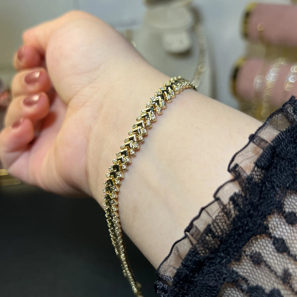 Gourmette Chevron Scintillant – OMAYRA Jewelry