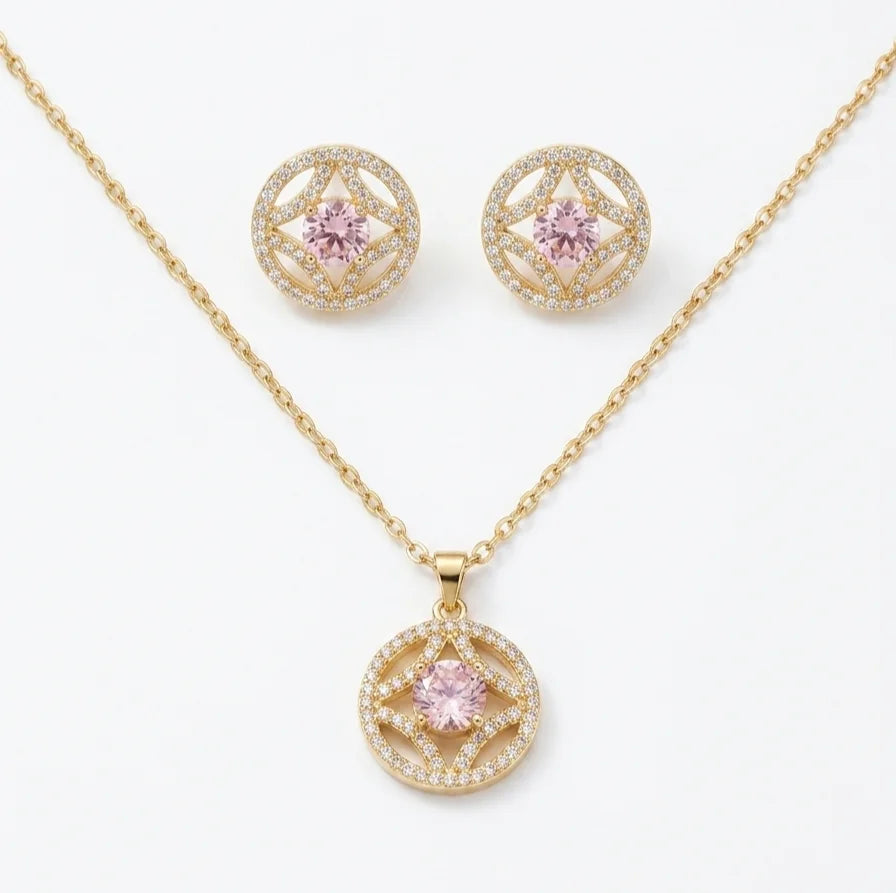 Parure Cristal Rose | 2 Pièces – OMAYRA Jewelry