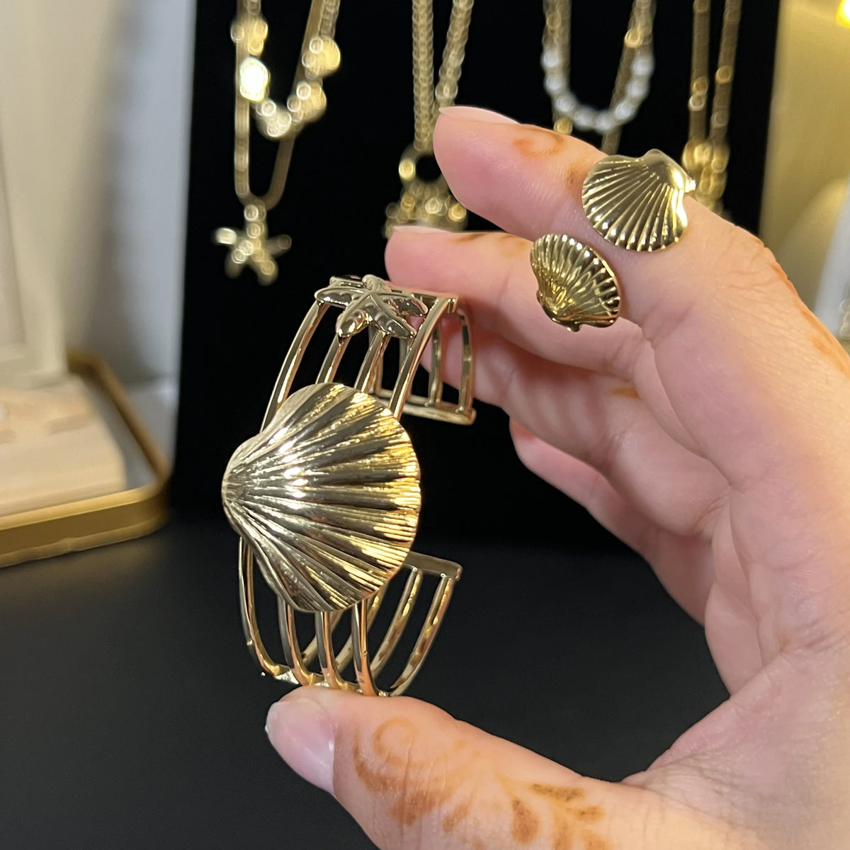 Ensemble Rivage doré | Manchette et Bague assortie – OMAYRA Jewelry
