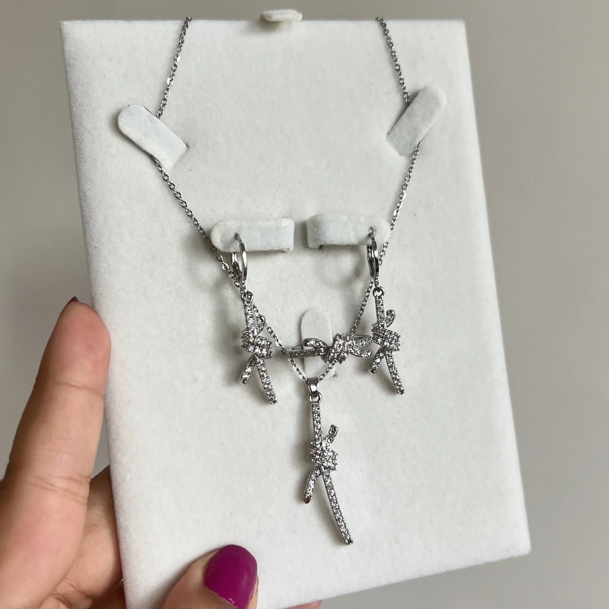 Ensemble Noeud D’amour Argenté 3 pièces – OMAYRA Jewelry