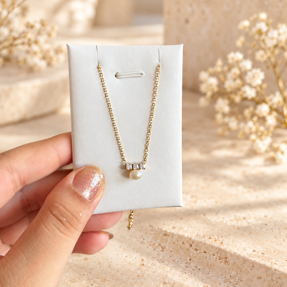 Collier Maëlle – Trois Éclats et Perle