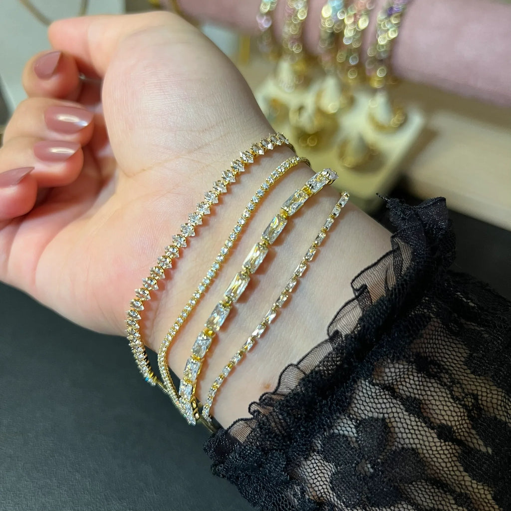 Gourmette Rivière Cristal Dorée – 4 variations – OMAYRA Jewelry